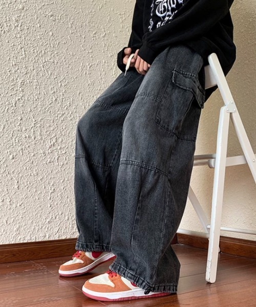 ジーンズ 「GRANCY」FurPocket Design Half Denim Cargo Pants
