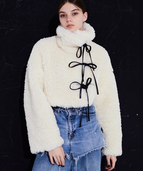 SORIN Synthetic Fur Lace-up Cardigan