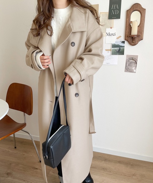 23AW☆スタンドカラーオーバーコート☆ベージュ
