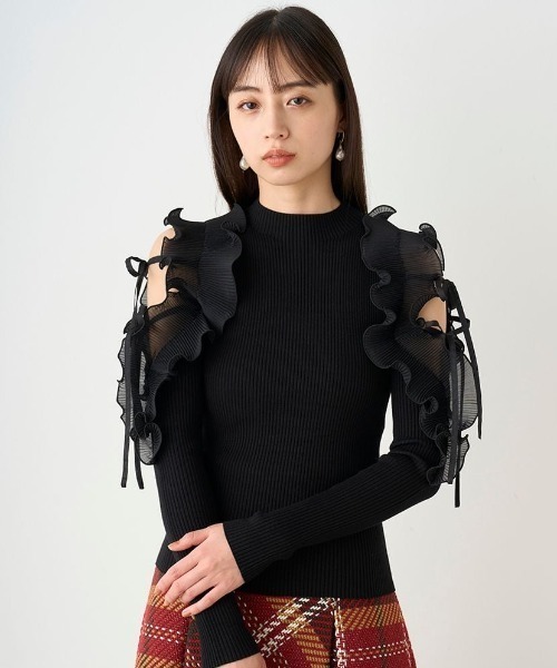 SNIDEL | プリーツフリルドッキングニットプルオーバー - Buyee, an 