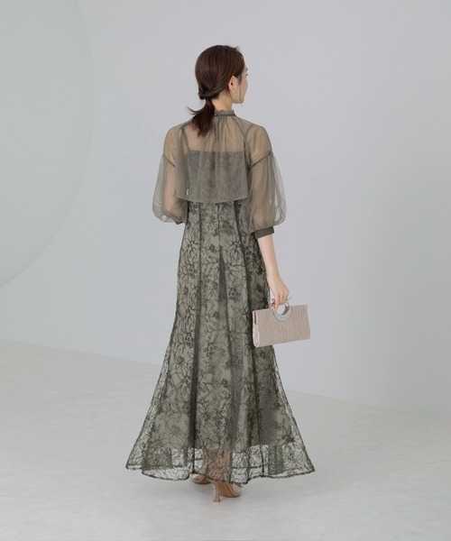 LEJA | 【LEJA】リボン付きパフスリーブシアーボレロ刺繍レース