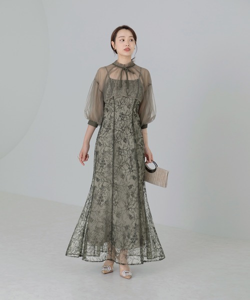 LEJA | 【LEJA】リボン付きパフスリーブシアーボレロ刺繍レース