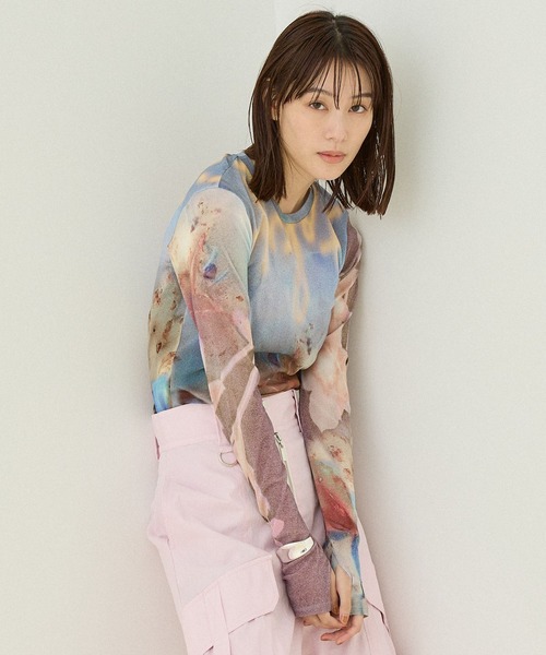 【USED】PUBLIC TOKYO オプティカルクルートップス ベージュ PUBLIC TOKYO | オプティカルクルートップ - Buyee, an Online