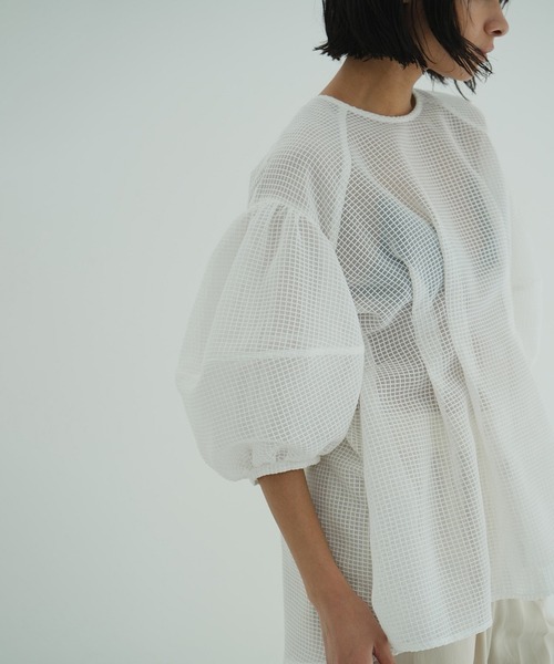 SHEER PLAID VOLUME SLEEVE TOPS クラネ　サイズ2 SHEER PLAID VOLUME SLEEVE TOPS クラネ サイズ2 - メルカリ