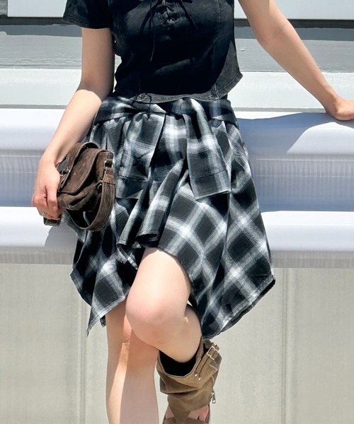 SPRAY | チェックアシメミニスカート - Buyee, an Online Proxy
