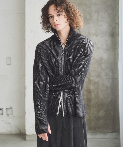 casper john フェザードライバーズニット ブラック　M まとめ買いOK CASPER JOHN | Feather drivers knit/フェザードライバーズニット