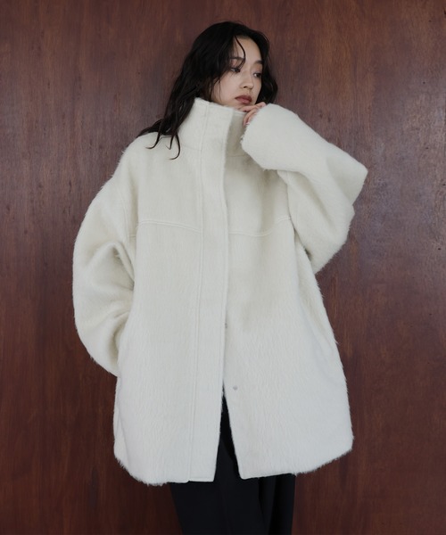 hellamシャギースタンドカラーコート 一部予約商品】シャギースタンドカラーコート – hellam