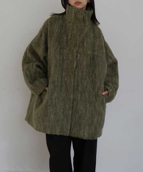 HELLAM | シャギースタンドカラーコート - Buyee, an Online Proxy