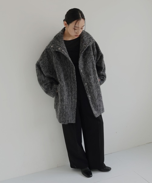 HELLAM | シャギースタンドカラーコート - Buyee, an Online Proxy