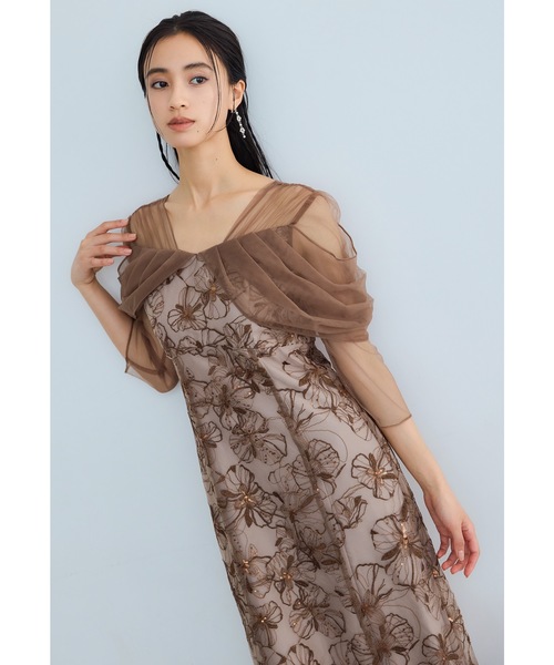 NIANA | オフショルダースパンコール刺繍レースドレス 結婚式 成人式