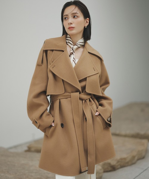 anuans リバーロングダブルポケットチェスターコート/キャメル anuans リバーロングダブルポケットチェスターコート アニュアンス