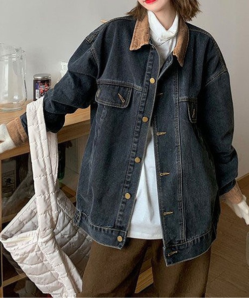 MAISON DE THERESE | コーデュロイ縁取りのゆったりデニムジャケット