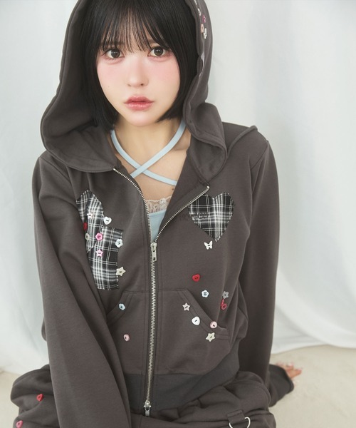 TINA：JOJUN | フロントジップ スタープリント パーカー TINA：JOJUN