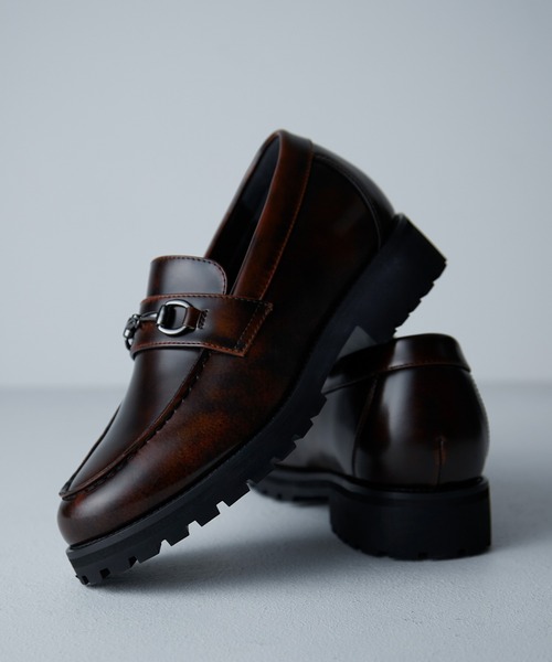 GRANCY メタルプレートレザーシューズ ブラック44