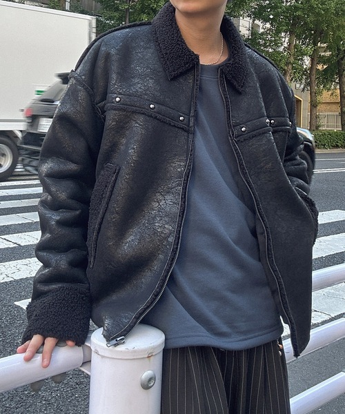 ❣️限定お値下げ❣️ MEN'S リアルムートンコート MONO-MART（モノマート）の「オーバーサイズ裏ボアフェイクムートン