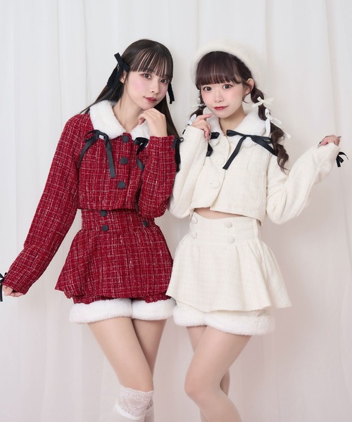 HONEY CINNAMON | ツイードファーショートジャケット - Buyee, an