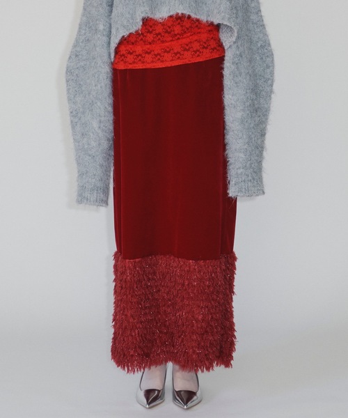 yae グリッターフリンジペンシルスカート38サイズ スカート Glitter fringe pencile skirt／グリッターフリンジ