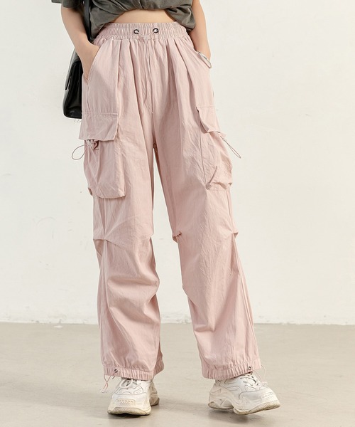 ✨美品✨　FR2 梅　カーゴパンツ　ジッパー　ベルト　ドローコード　ピンク DAY CLOSET | 【ドローコード調節可能】ストリートからゆるっと愛され
