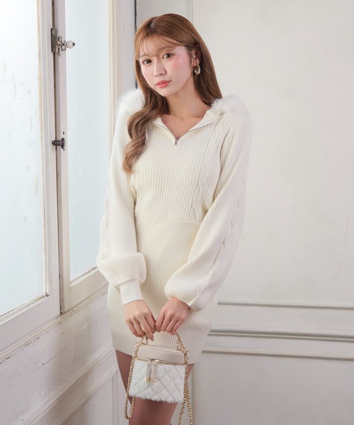 LIPSERVICE | ファーフードニットワンピース - Buyee, an Online Proxy