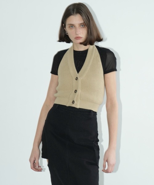 CLANE W FACE A LINE BUSTIER CLANE | HALTER NECK BUSTIER KNIT