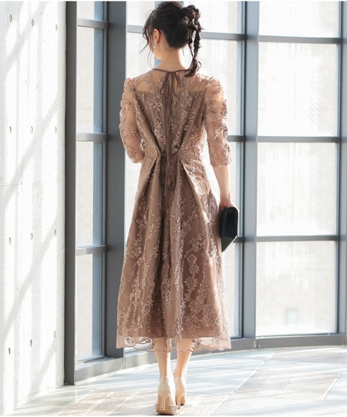 PREFERIR］カットワークレース パーティードレス Sサイズ