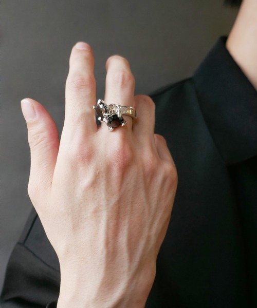 【amiri】e.m. ゆれリング　ブラックジルコニア e.m. 指輪 リング SILVER925ブラックジルコニアゆれリング