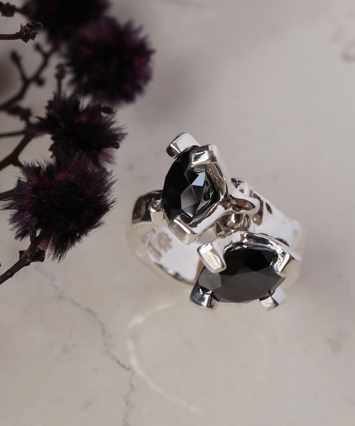 e.m. ゆれリング　ブラックジルコニア SILVER925ブラックジルコニアゆれリング/メンズ/レディース（リング