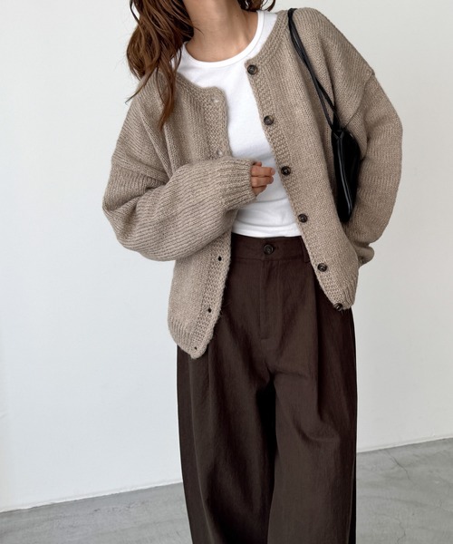 CANAL JEAN | El mar アルパカ混クルーネックカーディガン - Buyee, an 