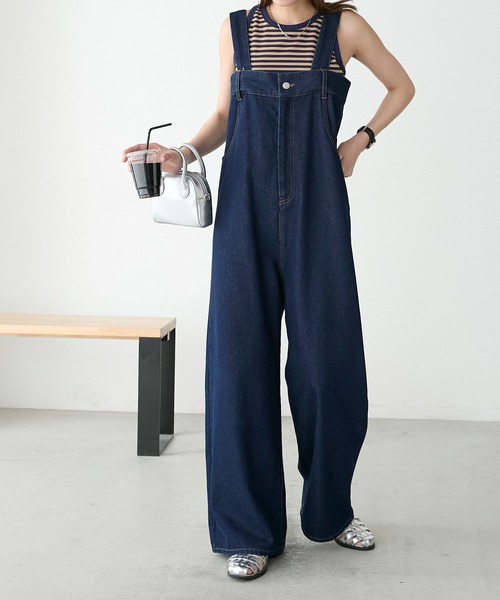 m*e様 ネイビー ベルベット サロペット ベルベット サロペット パンツ