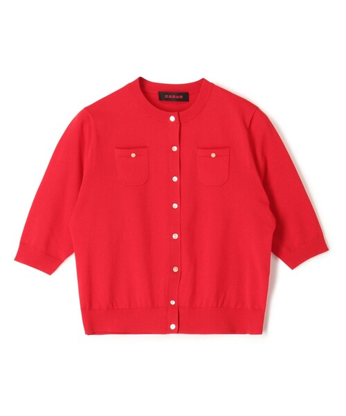 caban ポリエステルバイカラーカーディガン 半袖 CABaN コットン