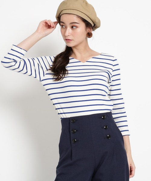Ag By Aquagirl Lサイズあり 洗える ハートカットネックテレコプルオーバー Buyee Layanan Belanja Online Belanja Di Zozotown