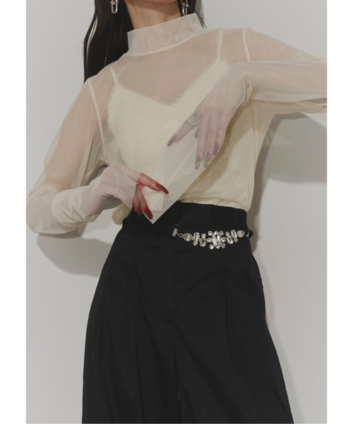 CHRIS TROIS. | Sheer long sleeve top - Buyee, an Online