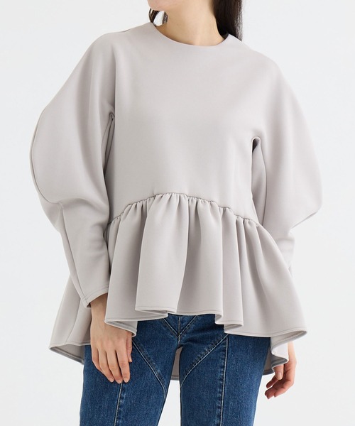 ツルバイマリコオイカワ Voler パールボタンペプラムブラウス