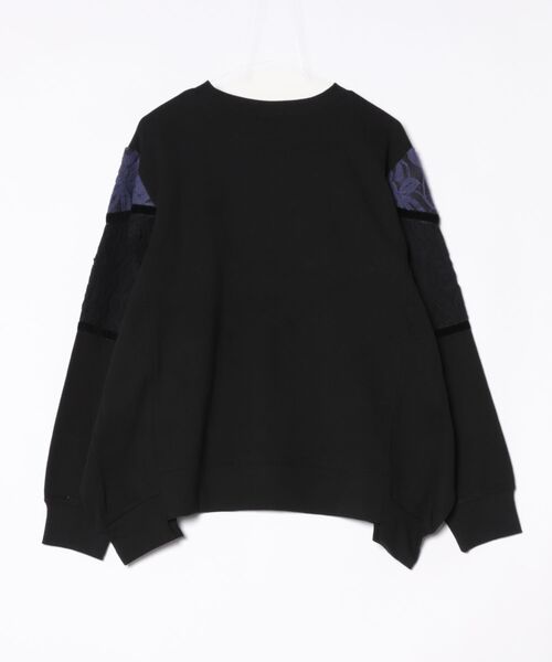 SCOLAR | ScoLar(スカラー) ネコ柄ミニ裏毛×起毛レース配色プル