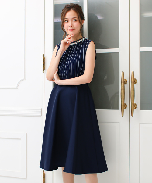 Social Girl Zozo限定 フォーマルストライプフレアオケージョンワンピースパーティードレス結婚式 Buyee An Online Proxy Shopping Service Shop At Zozotown Bot Online