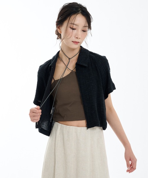 【USED】PUBLIC TOKYO オプティカルクルートップス ベージュ PUBLIC TOKYO | オプティカルクルートップ - Buyee, an Online