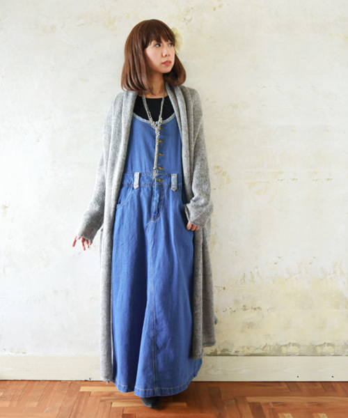 CHUMS チャムス ロング フレア デニム ジャンパースカート