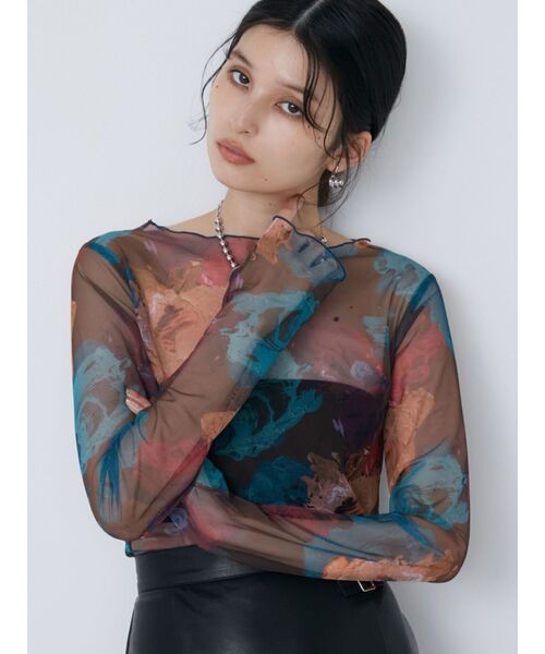 MURUA ペイントチュールトップス ペイントチュールトップス【WEB限定】（Tシャツ/カットソー