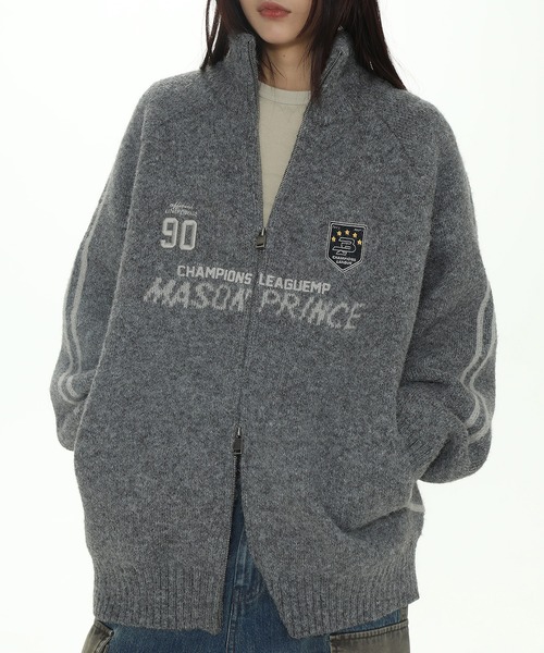 MASONPRINCE | オーバーサイズ サイドライン ロゴ刺繍 ダブルZIP 