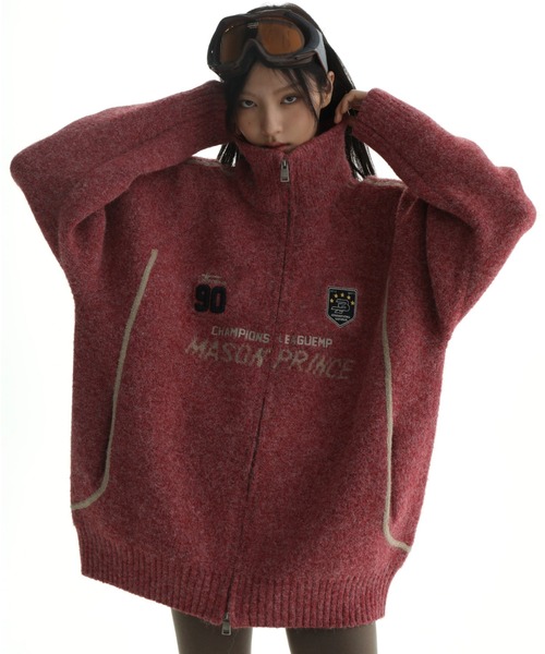 MASONPRINCE | オーバーサイズ サイドライン ロゴ刺繍 ダブルZIP 