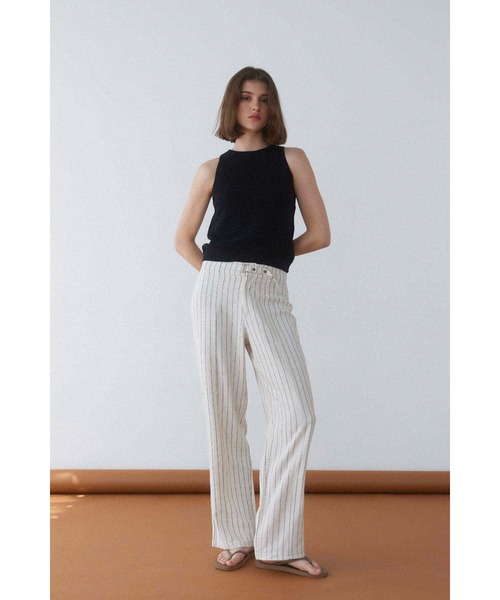 ALEXIA STAM - To the sea ローゲージVネックプルオーバー ALEXIA STAM サロペット オーバーオール Front Zip V Neck