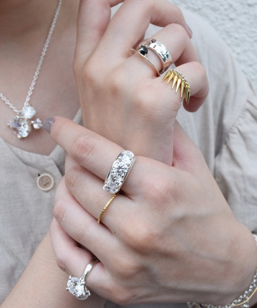 E.M. | SILVER925ジルコニア4石ゆれリング/メンズ/レディース - Buyee