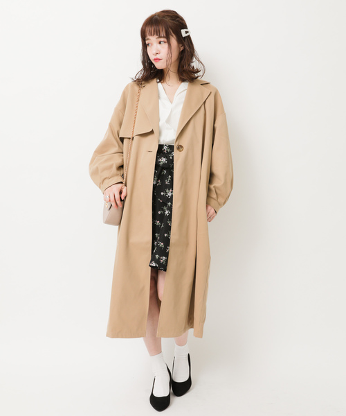 Buyee Earth Music Ecology パフスリーブトレンチコート 일본 상점 온라인 대리 쇼핑 Zozotown 제품을 전 세계적으로 배송해드립니다