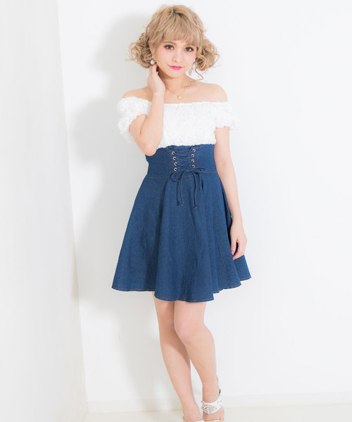 夢展望 バラレースデニムコルセットフレアワンピース Buyee An Online Proxy Shopping Service Shop At Zozotown Bot Online