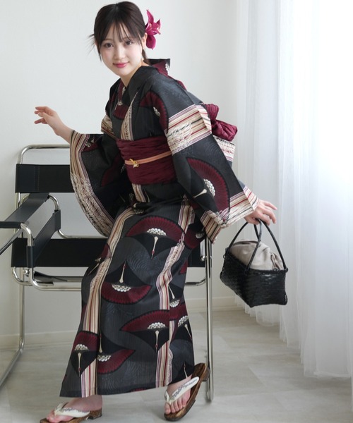 utatane ニコアンティーク和歌山染工 浴衣 ネイビー セット 帯