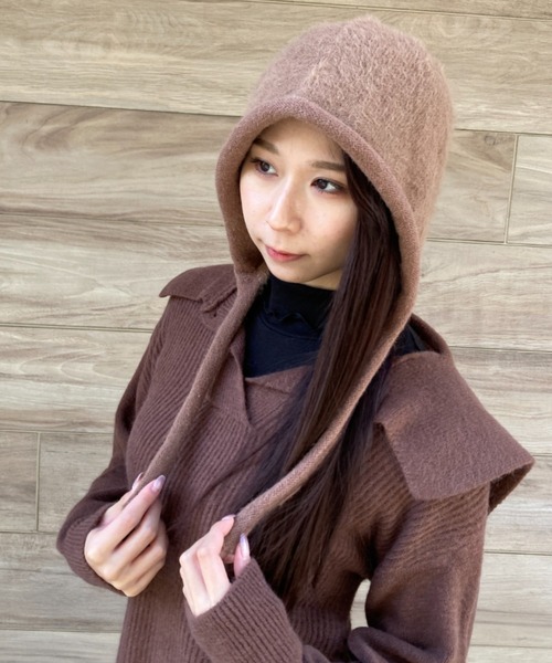 tolene | 紐付きニットフード/カラーバラクラバ - Buyee, an