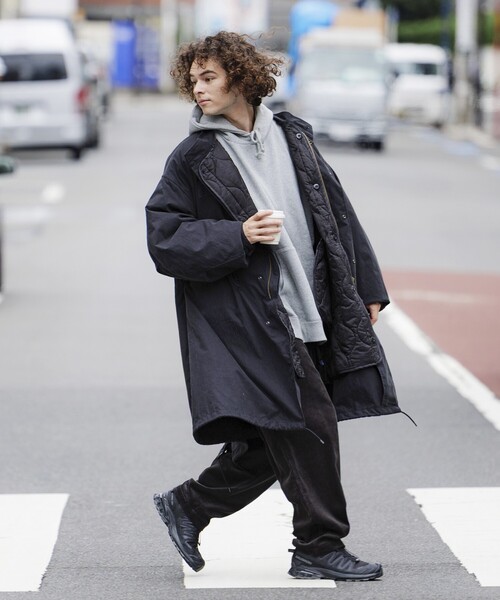 BEAMS 2way モッズコート キルティングジャケット 黒 メンズ　未着用 Anchor Smith モッズコート コート ビッグシルエット裏