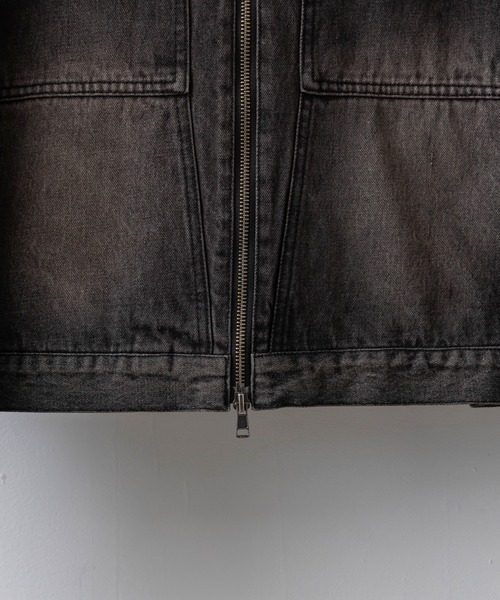 WYM LIDNM | VINTAGE WASHED DENIM ZIP MOTO JACKET - Buyee, an