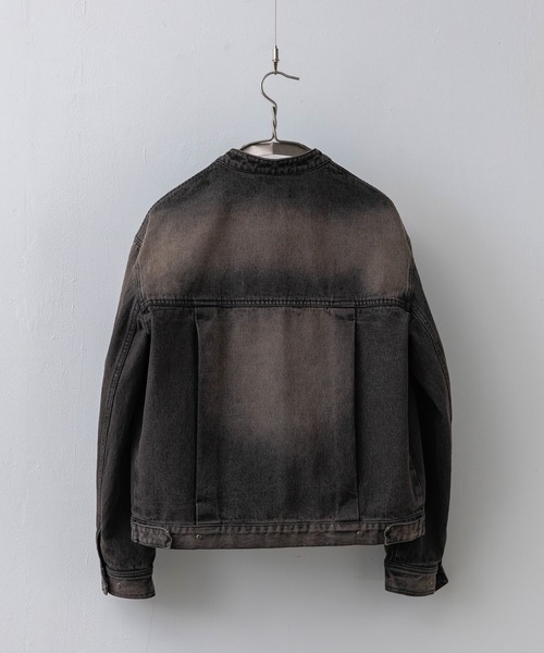 WYM LIDNM | VINTAGE WASHED DENIM ZIP MOTO JACKET - Buyee, an