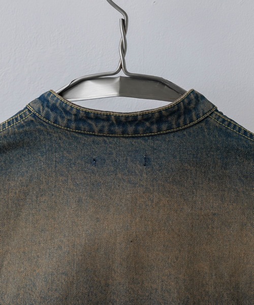WYM LIDNM | VINTAGE WASHED DENIM ZIP MOTO JACKET - Buyee, an